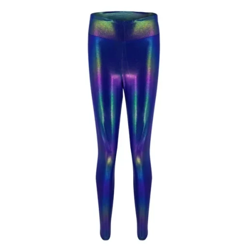 Women's Tights Leggings PU Blue White High Waist Stylish Hip-Hop Club Fitness Sequins Stretchy Full Length Comfort Sparkly S M L XL / Skinny