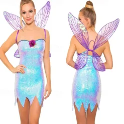 Women's Tinker Bell Fairy Dress Cosplay Costume Fairy Wings For Halloween Carnival Sexy Costume Adults' Dress