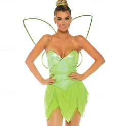 Women's Tinker Bell Fairy Dress Cosplay Costume Fairy Wings For Halloween Carnival Sexy Costume Adults' Dress
