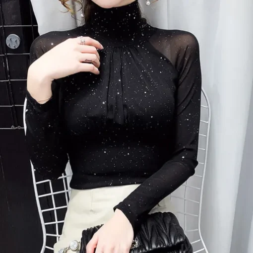 Women's Top Latin Dance Ballroom Dance Top Ruching Pure Color Splicing Women's Performance Training Long Sleeve Polyester