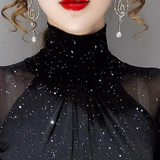 Women's Top Latin Dance Ballroom Dance Top Ruching Pure Color Splicing Women's Performance Training Long Sleeve Polyester