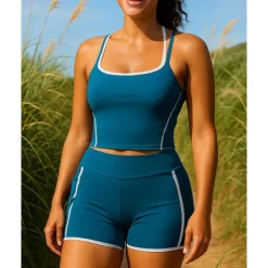 Women's Tracksuit 2 Piece Athletic Sleeveless High Waist Breathable Quick Dry Quick-drying Sportswear Activewear Solid Colored Black Blue