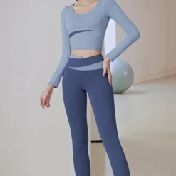 Women's Tracksuit Activewear Set 2 Piece Casual Long Sleeve High Waist Breathable Soft Fitness Gym Workout Running Sportswear Activewear Solid Colored Black Light Green Blue