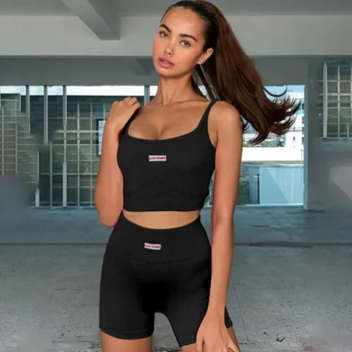 Women's Tracksuit Activewear Set Workout Sets 2 Piece Cropped Solid Color Shorts Sports Bra Black White Spandex Yoga Fitness Gym Workout Tummy Control Butt Lift Breathable Sport Activewear Stretchy