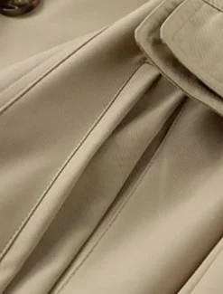 Women's Trench Coat Comfortable Breathable Zipper Pocket Casual Plain Vacation Street Casual Daily Wear Single Breasted Long Notch Lapel Regular Fit Long Sleeve Outerwear Black Pink Khaki Spring Fall