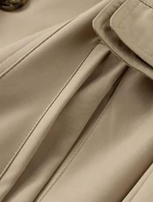 Women's Trench Coat Comfortable Breathable Zipper Pocket Casual Plain Vacation Street Casual Daily Wear Single Breasted Long Notch Lapel Regular Fit Long Sleeve Outerwear Black Pink Khaki Spring Fall