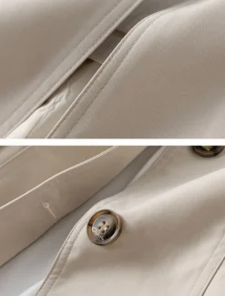Women's Trench Coat Comfortable Breathable Zipper Pocket Casual Plain Vacation Street Casual Daily Wear Single Breasted Long Notch Lapel Regular Fit Long Sleeve Outerwear Black Pink Khaki Spring Fall
