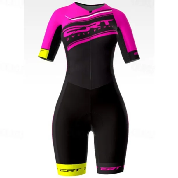 Women's Triathlon Tri Suit Short Sleeve Triathlon Silver Light Yellow Dark Grey Graphic Bike Lycra Sports Graphic Clothing Apparel