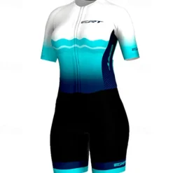 Women's Triathlon Tri Suit Short Sleeve Triathlon Silver Light Yellow Dark Grey Graphic Bike Lycra Sports Graphic Clothing Apparel