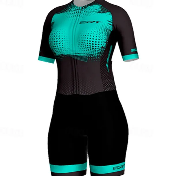 Women's Triathlon Tri Suit Short Sleeve Triathlon Silver Light Yellow Dark Grey Graphic Bike Lycra Sports Graphic Clothing Apparel