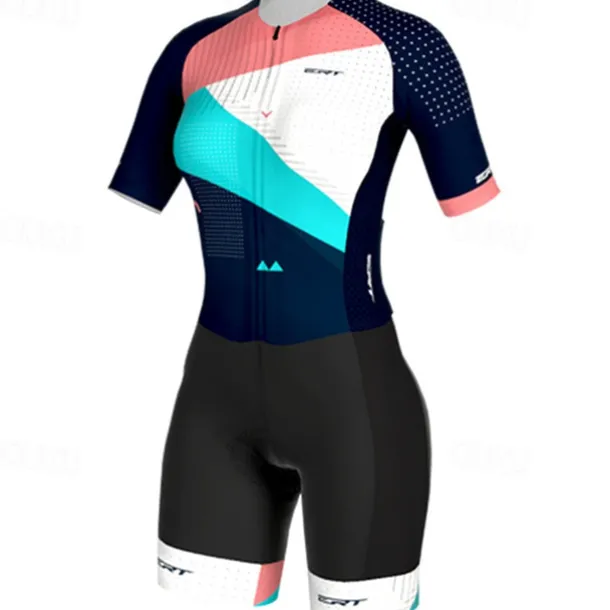 Women's Triathlon Tri Suit Short Sleeve Triathlon Silver Light Yellow Dark Grey Graphic Bike Lycra Sports Graphic Clothing Apparel