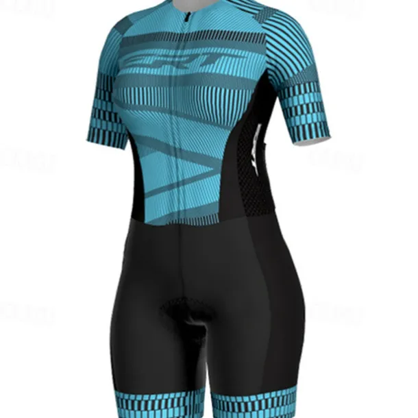 Women's Triathlon Tri Suit Short Sleeve Triathlon Silver Light Yellow Dark Grey Graphic Bike Lycra Sports Graphic Clothing Apparel