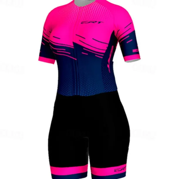 Women's Triathlon Tri Suit Short Sleeve Triathlon Silver Light Yellow Dark Grey Graphic Bike Lycra Sports Graphic Clothing Apparel