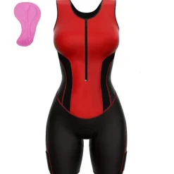 Women's Triathlon Tri Suit Sleeveless Mountain Bike MTB Road Bike Cycling Forest Green Black Pink Bike UV Resistant Breathable Quick Dry Spandex Sports Solid Color Patterned Geometic Clothing Apparel