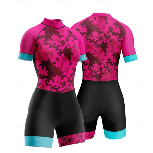 Women's Triathlon Tri Suit Short Sleeve Triathlon Silver Dark Grey Forest Green Graphic Bike Lycra Sports Graphic Clothing Apparel