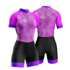 Women's Triathlon Tri Suit Short Sleeve Triathlon Silver Dark Grey Forest Green Graphic Bike Lycra Sports Graphic Clothing Apparel