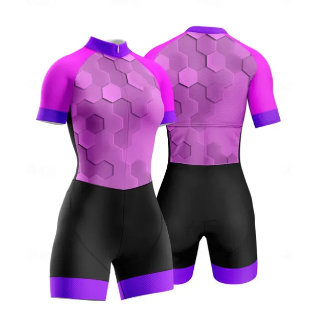 Women's Triathlon Tri Suit Short Sleeve Triathlon Silver Dark Grey Forest Green Graphic Bike Lycra Sports Graphic Clothing Apparel