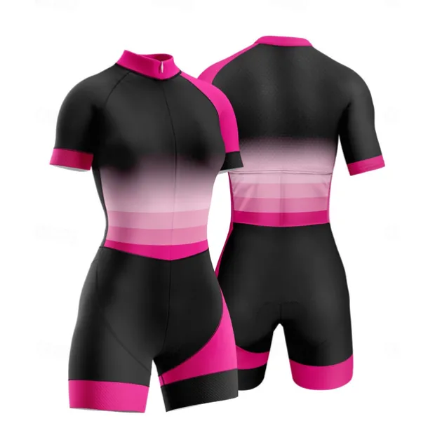 Women's Triathlon Tri Suit Short Sleeve Triathlon Silver Dark Grey Forest Green Graphic Bike Lycra Sports Graphic Clothing Apparel