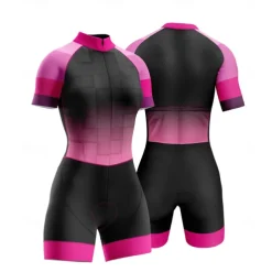 Women's Triathlon Tri Suit Short Sleeve Triathlon Silver Dark Grey Forest Green Graphic Bike Lycra Sports Graphic Clothing Apparel