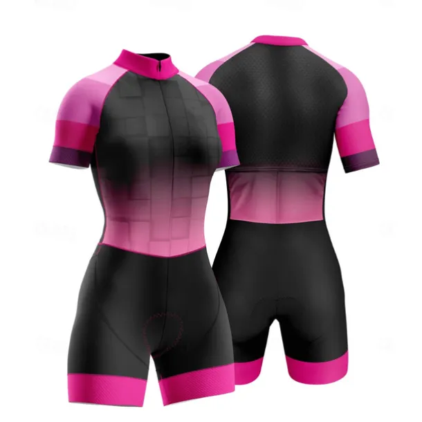 Women's Triathlon Tri Suit Short Sleeve Triathlon Silver Dark Grey Forest Green Graphic Bike Lycra Sports Graphic Clothing Apparel