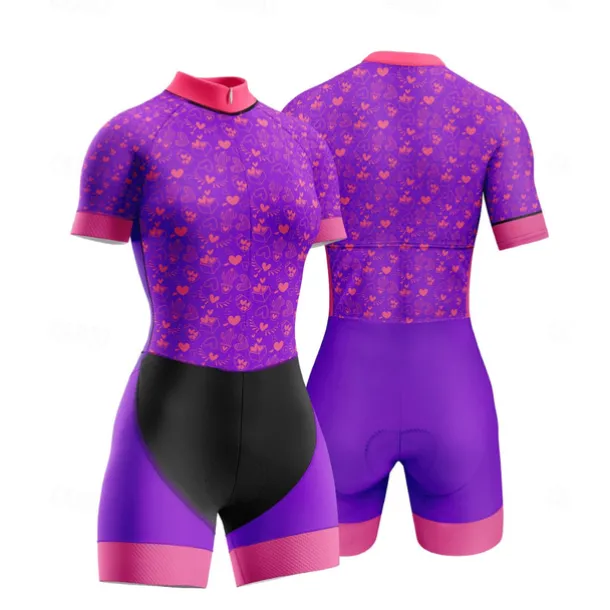 Women's Triathlon Tri Suit Short Sleeve Triathlon Silver Dark Grey Forest Green Graphic Bike Lycra Sports Graphic Clothing Apparel