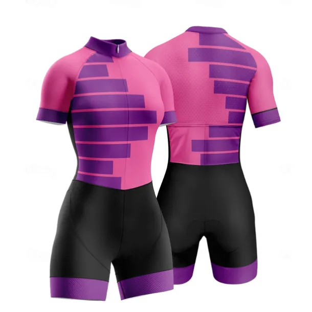 Women's Triathlon Tri Suit Short Sleeve Triathlon Silver Dark Grey Forest Green Graphic Bike Lycra Sports Graphic Clothing Apparel