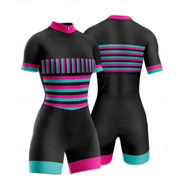 Women's Triathlon Tri Suit Short Sleeve Triathlon Silver Dark Grey Forest Green Graphic Bike Lycra Sports Graphic Clothing Apparel