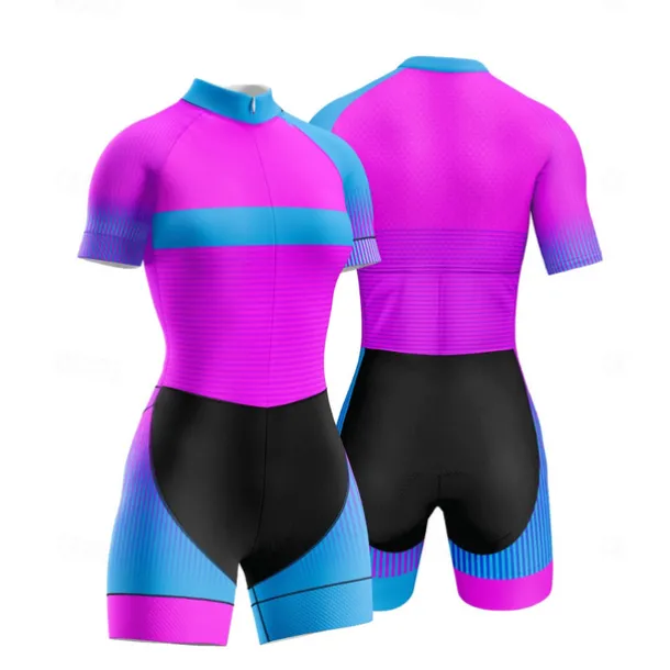 Women's Triathlon Tri Suit Short Sleeve Triathlon Silver Dark Grey Forest Green Graphic Bike Lycra Sports Graphic Clothing Apparel