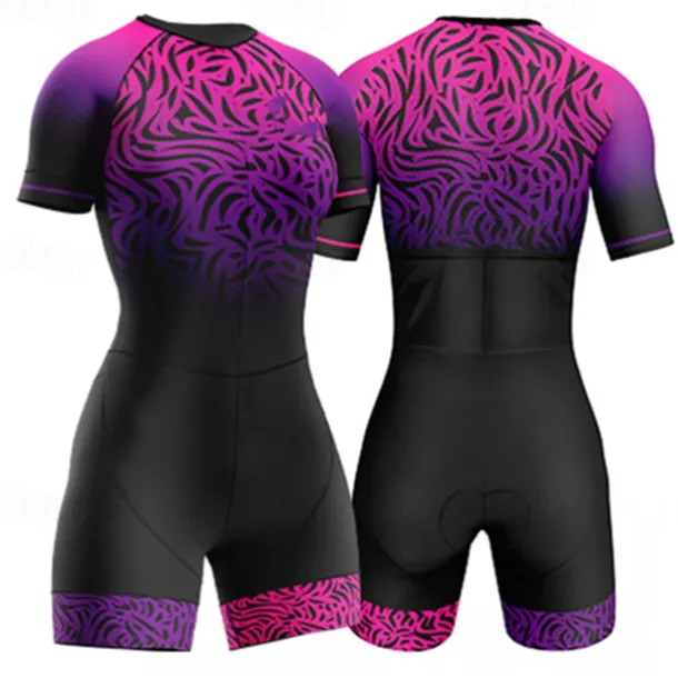 Women's Triathlon Tri Suit Short Sleeve Triathlon Silver Dark Grey Forest Green Graphic Bike Lycra Sports Graphic Clothing Apparel