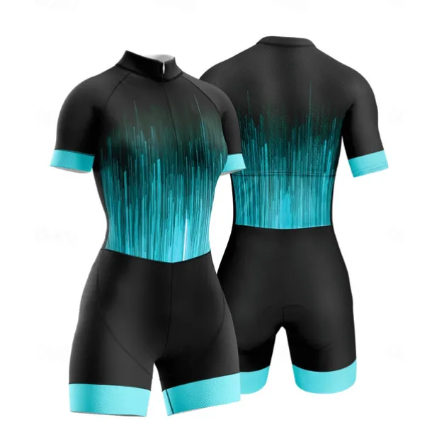 Women's Triathlon Tri Suit Short Sleeve Triathlon Silver Dark Grey Forest Green Graphic Bike Lycra Sports Graphic Clothing Apparel