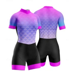 Women's Triathlon Tri Suit Short Sleeve Triathlon Silver Dark Grey Forest Green Graphic Bike Lycra Sports Graphic Clothing Apparel