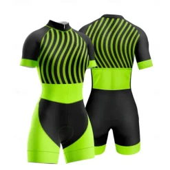 Women's Triathlon Tri Suit Short Sleeve Triathlon Silver Dark Grey Forest Green Graphic Bike Lycra Sports Graphic Clothing Apparel
