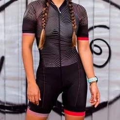 Women's Triathlon Tri Suit Short Sleeve Mountain Bike MTB Road Bike Cycling Black Green Orange Rainbow Patchwork Bike Clothing Suit Breathable Quick Dry Back Pocket Sweat wicking Spandex Sports