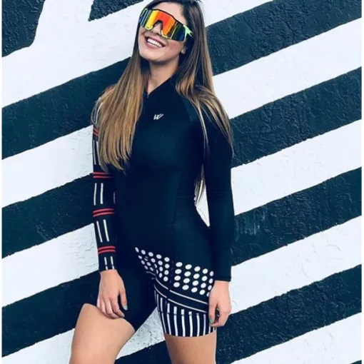 Women's Triathlon Tri Suit Long Sleeve Mountain Bike MTB Road Bike Cycling Violet Pink+White Camouflage Blue Bike Breathable Quick Dry Sports Clothing Apparel