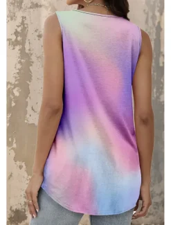 Women's Tunic Camisole Tank Top Graphic Gradient Stylish Casual Sleeveless Square Neck Regular Tops Daily Going out Weekend Print Rainbow Summer Spring