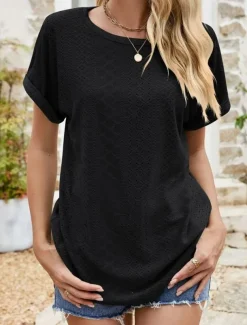 Women's Tunic Dressy Tops Bohemia Tropical Fashion Short Sleeve Square Neck Regular Tops Vacation Daily Weekend Black White Pink Blue Summer