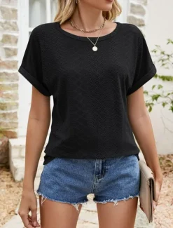 Women's Tunic Dressy Tops Bohemia Tropical Fashion Short Sleeve Square Neck Regular Tops Vacation Daily Weekend Black White Pink Blue Summer