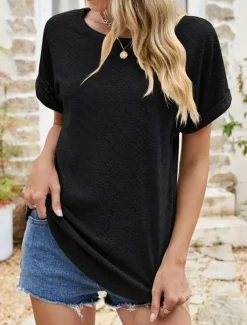 Women's Tunic Dressy Tops Bohemia Tropical Fashion Short Sleeve Square Neck Regular Tops Vacation Daily Weekend Black White Pink Blue Summer