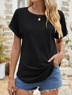 Women's Tunic Dressy Tops Bohemia Tropical Fashion Short Sleeve Square Neck Regular Tops Vacation Daily Weekend Black White Pink Blue Summer