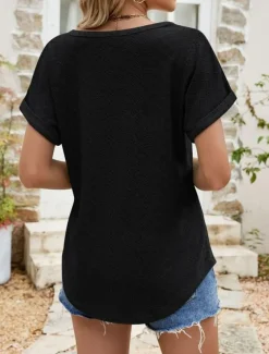 Women's Tunic Dressy Tops Bohemia Tropical Fashion Short Sleeve Square Neck Regular Tops Vacation Daily Weekend Black White Pink Blue Summer