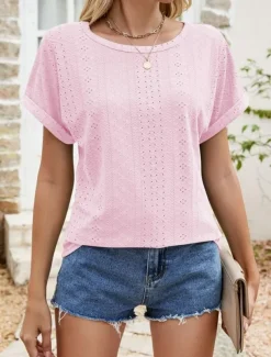 Women's Tunic Dressy Tops Bohemia Tropical Fashion Short Sleeve Square Neck Regular Tops Vacation Daily Weekend Black White Pink Blue Summer