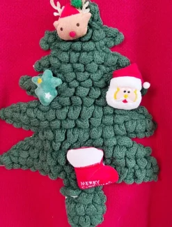 Women's Ugly Sweater Sweaters Crew Neck Ribbed Knit Knitted Fall Winter Outdoor Casual Soft Long Sleeve Tree Black Red