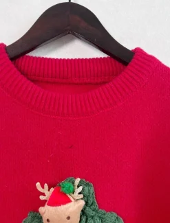 Women's Ugly Sweater Sweaters Crew Neck Ribbed Knit Knitted Fall Winter Outdoor Casual Soft Long Sleeve Tree Black Red