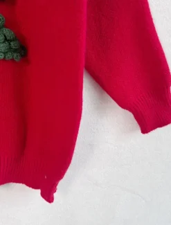 Women's Ugly Sweater Sweaters Crew Neck Ribbed Knit Knitted Fall Winter Outdoor Casual Soft Long Sleeve Tree Black Red