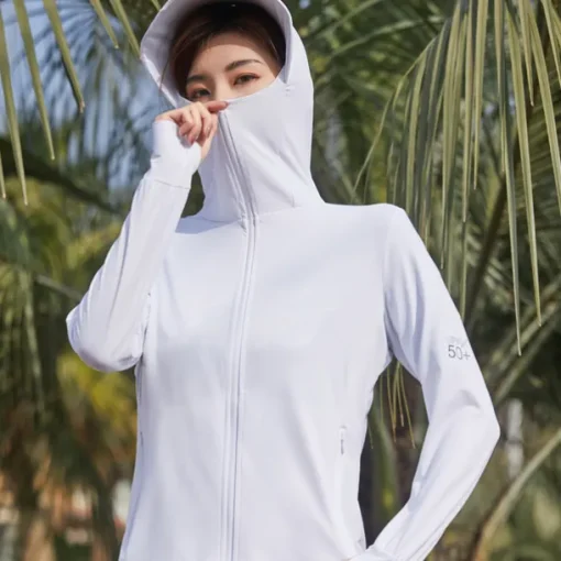 Women's UPF 50+ UV Sun Protection Zip Up Hoodie Long Sleeve Fishing Running Hiking Jacket Summer Outdoor Ventilation Ultraviolet Resistant Front Zipper Stretchy Jacket Climbing Beach Camping Caving