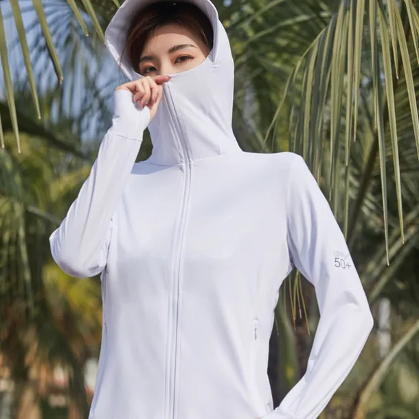 Women's UPF 50+ UV Sun Protection Zip Up Hoodie Long Sleeve Fishing Running Hiking Jacket Summer Outdoor Ventilation Ultraviolet Resistant Front Zipper Stretchy Jacket Climbing Beach Camping Caving