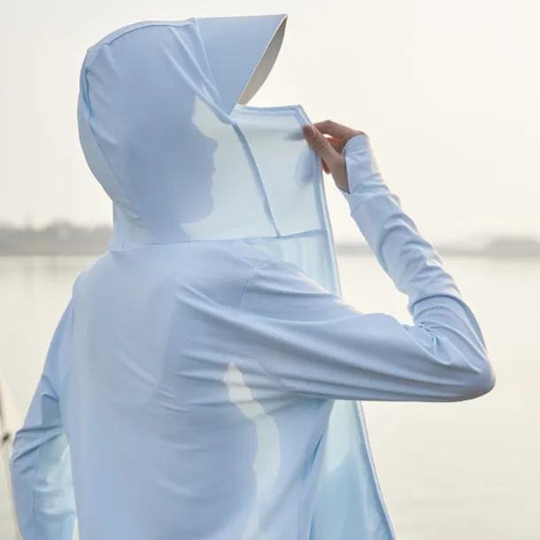 Women's UPF 50+ UV Sun Protection Zip Up Hoodie Long Sleeve Fishing Running Hiking Jacket Summer Outdoor Ventilation Ultraviolet Resistant Front Zipper Stretchy Jacket Climbing Beach Camping Caving