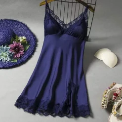 Women's Valentine Dress Sexy Pajamas Pjs Simple Casual Comfort Pure Color Home Party Valentine's Day Sleeveless V Wire Black White Navy Blue Summer Spring