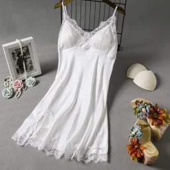 Women's Valentine Dress Sexy Pajamas Pjs Simple Casual Comfort Pure Color Home Party Valentine's Day Sleeveless V Wire Black White Navy Blue Summer Spring