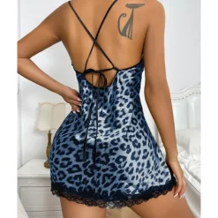 Women's Valentine Leopard Night Dress Sexy Lingerie Bodies Lace Split Chemises Gowns Nightwear Hot Comfort Soft Home Breathable Home Outfits Date Night Outfit